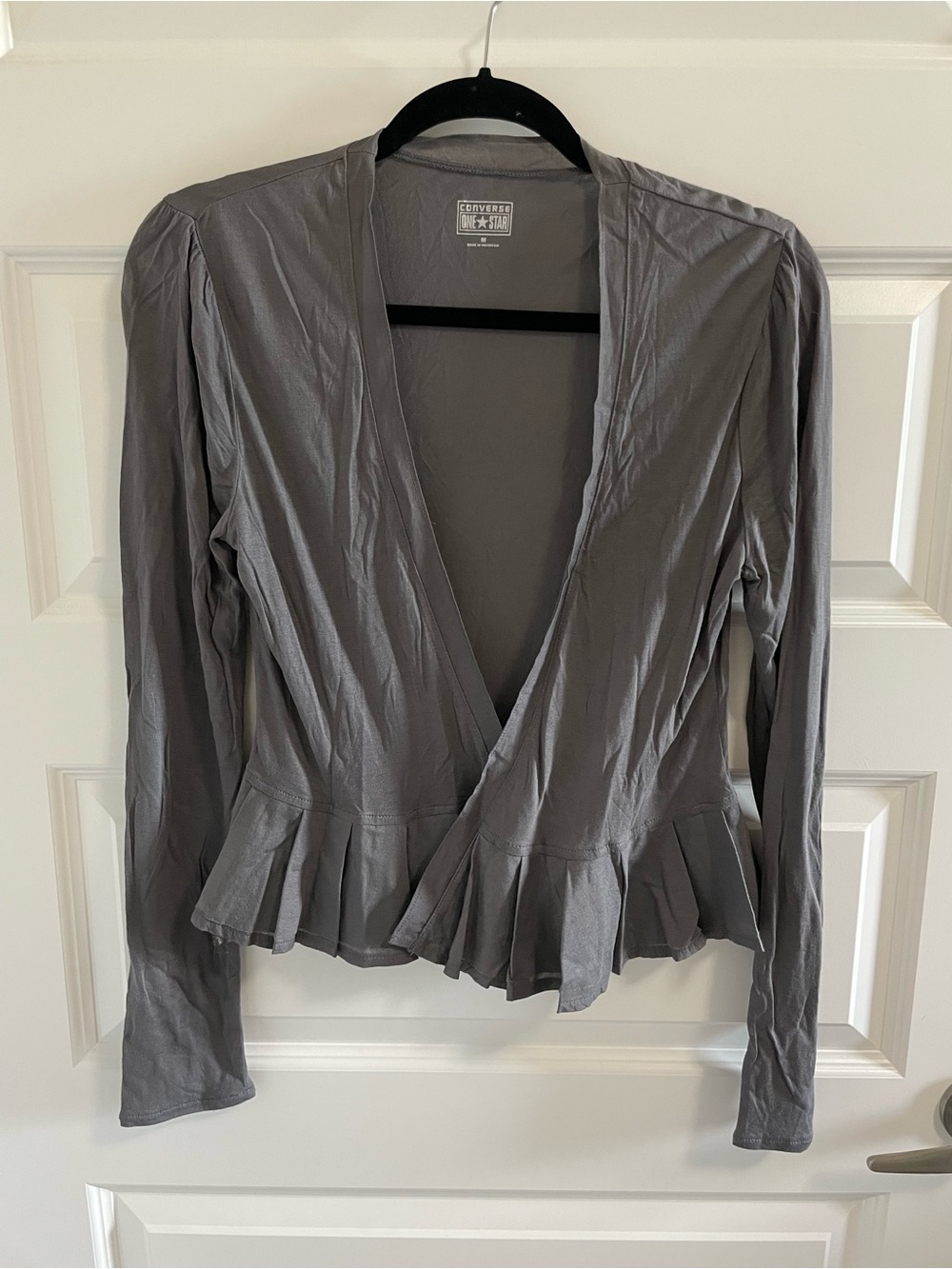 Converse Women's Gray Wrap Peplum Top
